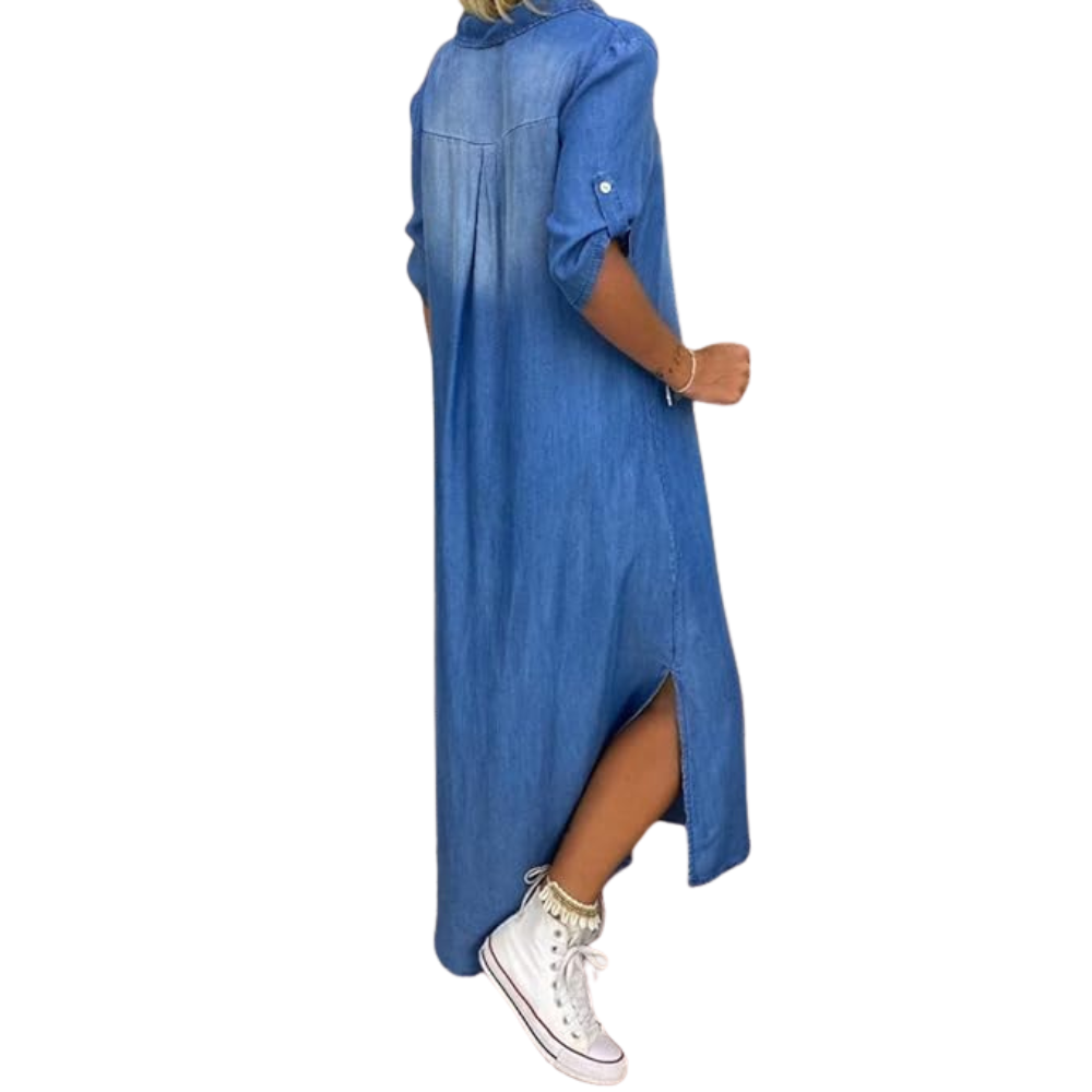 Lisette™|V hals denim jurk