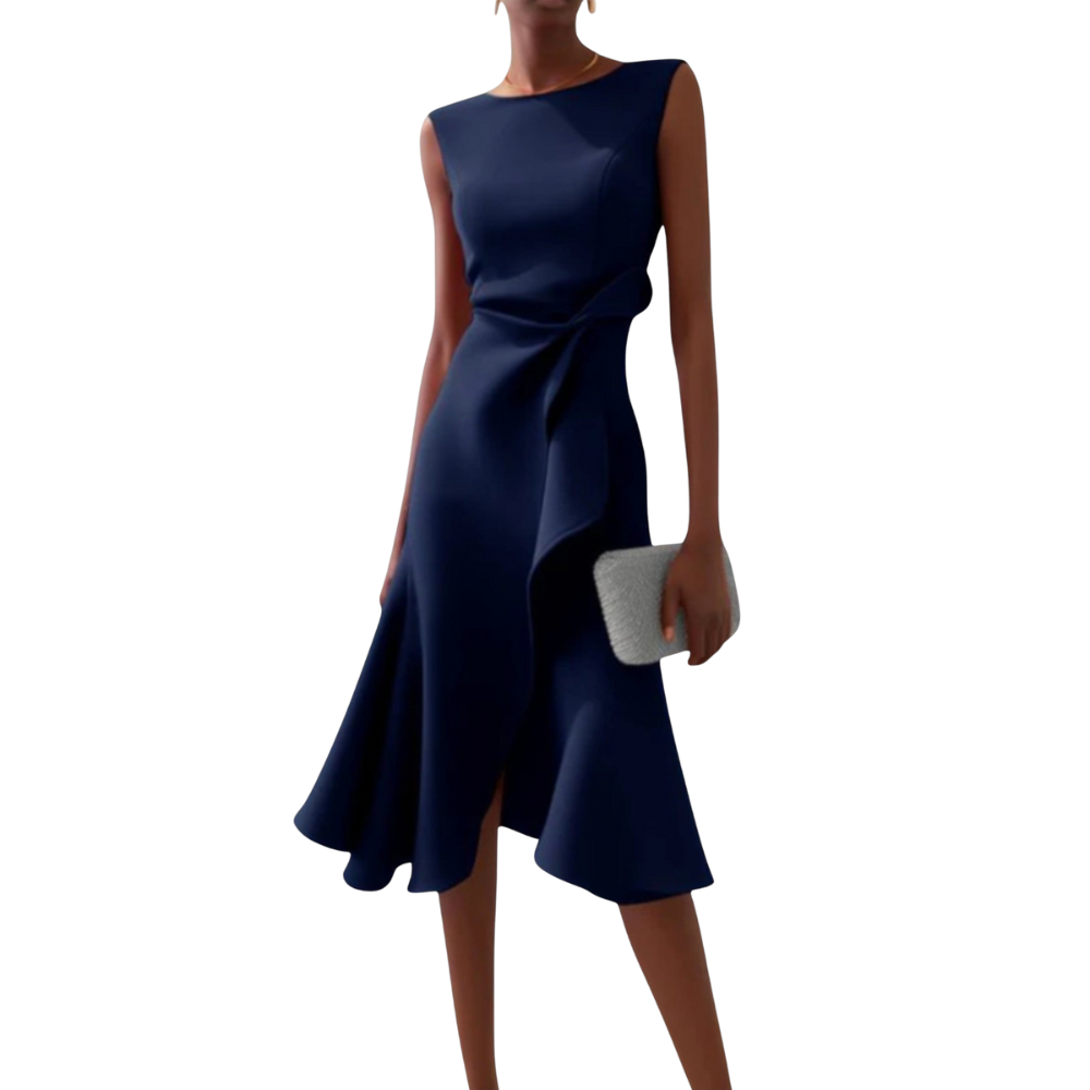 Juliette™|Asymmetrische midi jurk met drapering