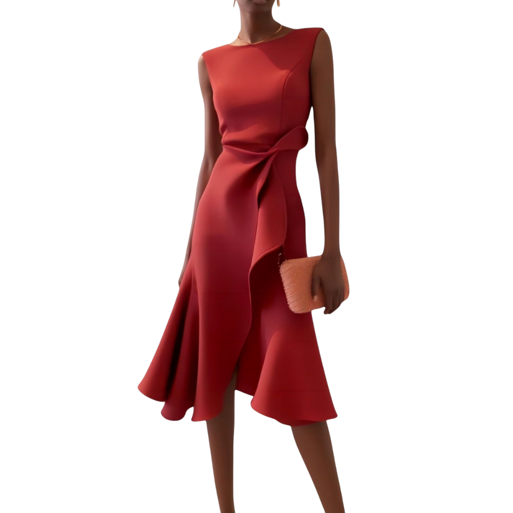 Juliette™|Asymmetrische midi jurk met drapering