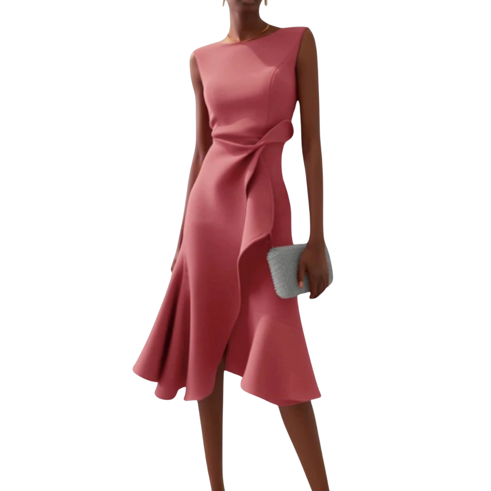 Juliette™|Asymmetrische midi jurk met drapering