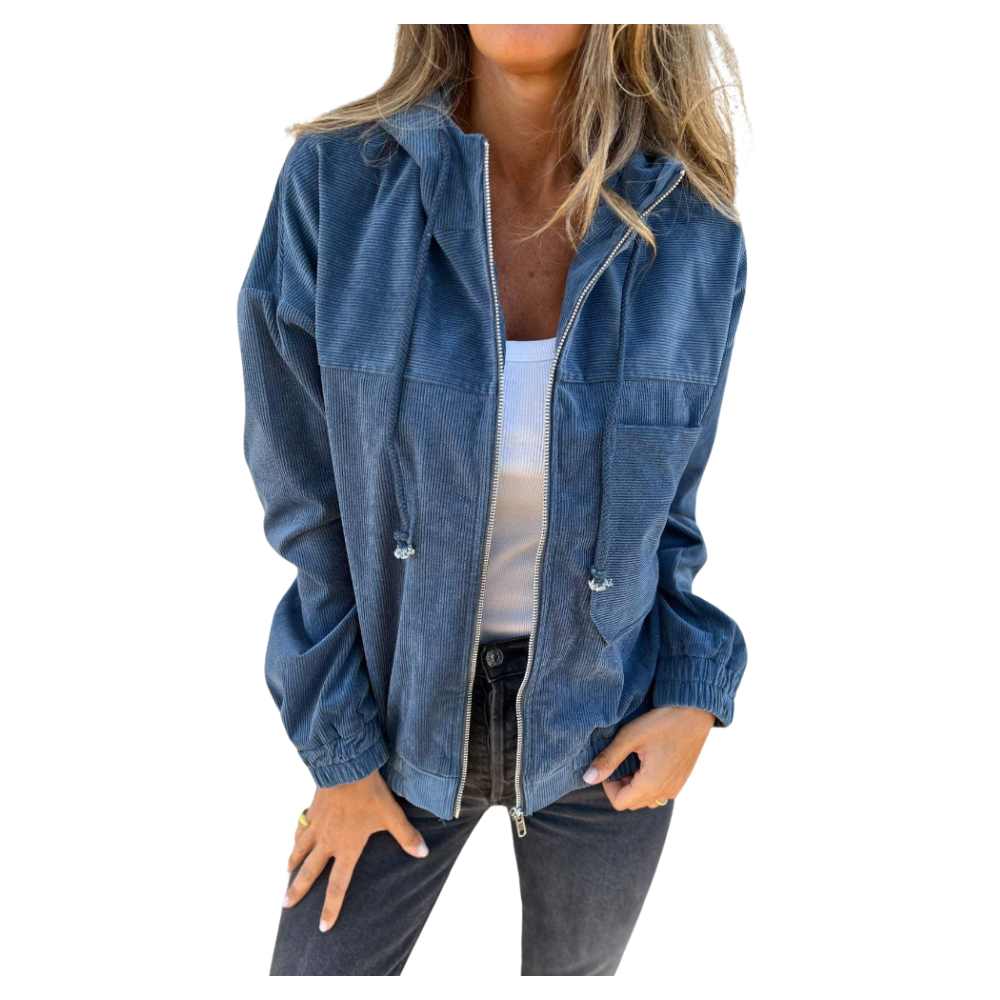 Jasmijn™ - Rib jack met rits en capuchon