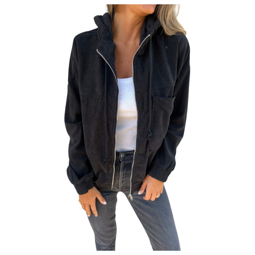Jasmijn™ - Rib jack met rits en capuchon