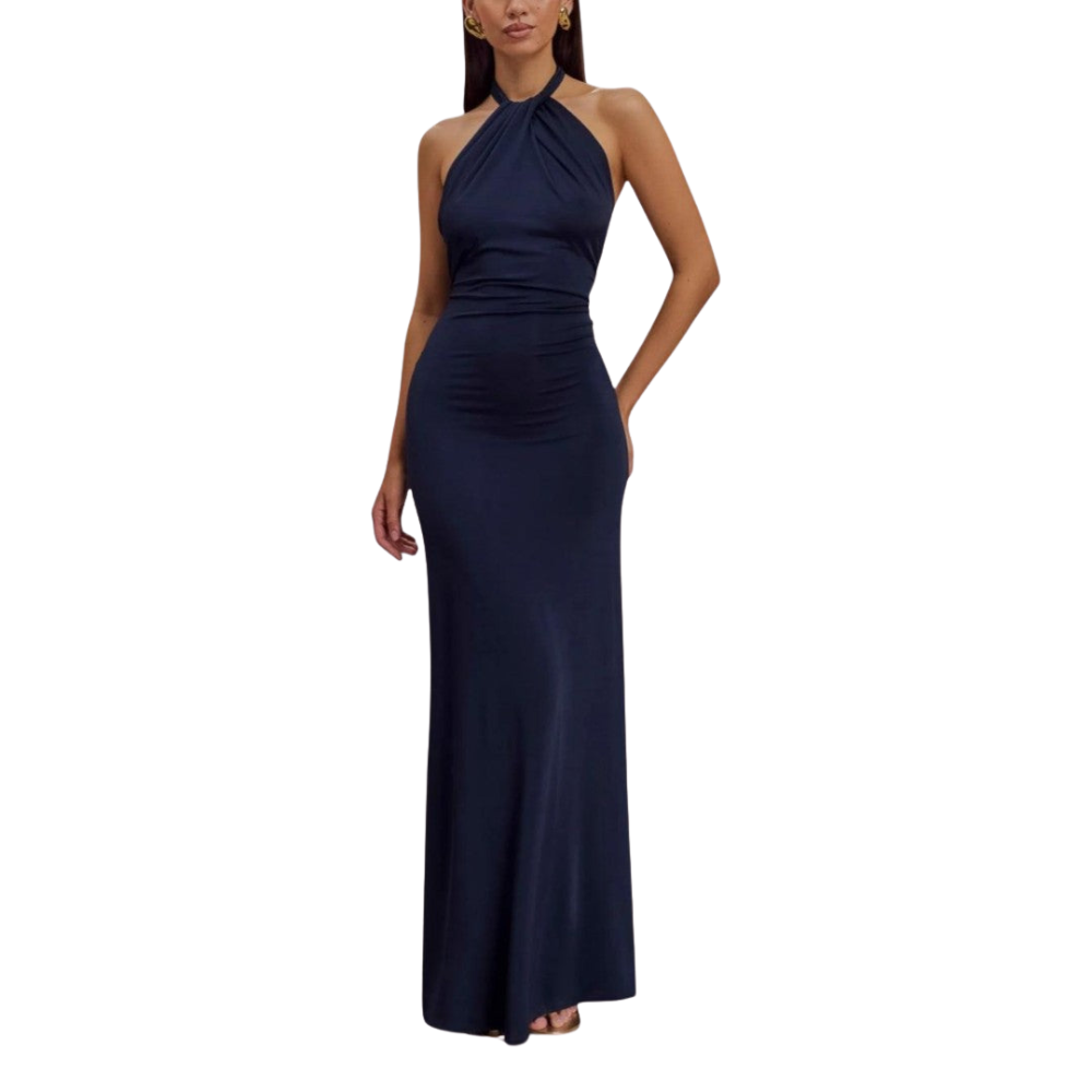Feline™|Zijde jurk met halter nek