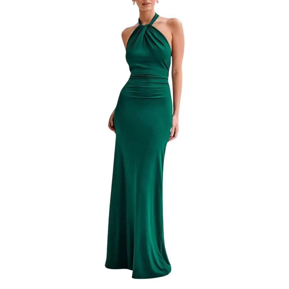 Feline™|Zijde jurk met halter nek
