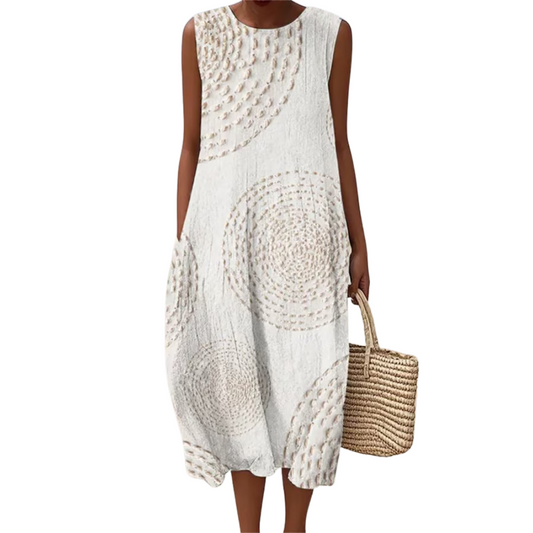 Maxine™|Mouwloze maxi jurk met textuur