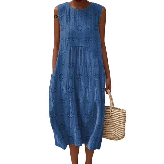 Marianne™|Mouwloze geborduurde jurk