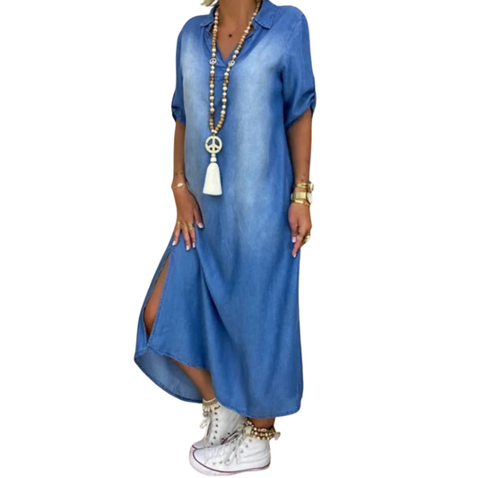 Lisette™|V hals denim jurk