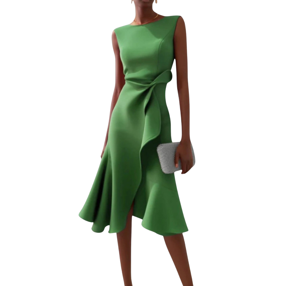 Juliette™|Asymmetrische midi jurk met drapering