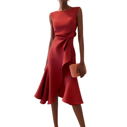 Juliette™|Asymmetrische midi jurk met drapering
