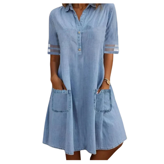 Nela™ - Denim jurk met zakken