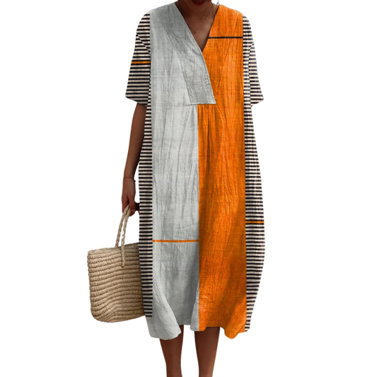Eliene™ | Geometrische gestreepte jurk